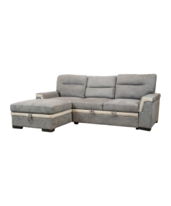 Divano letto angolare 'erika' in tessuto grigio con penisola a sinistra, 254x92/165x102 cm